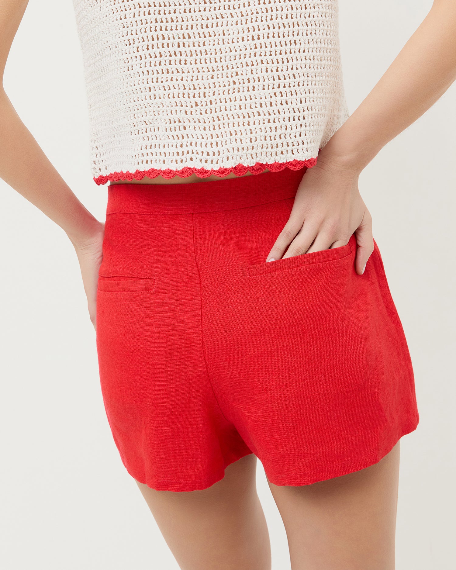 Carissa Red Linen Short | Bottoms