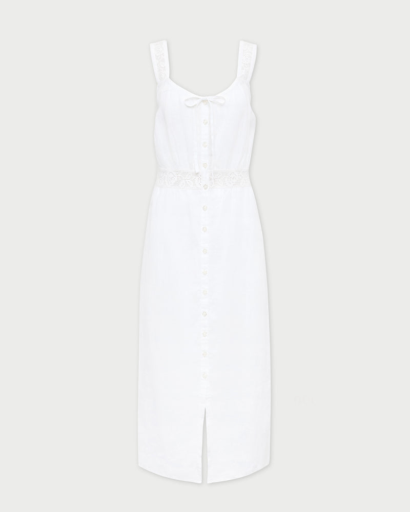 Clarissa Dress in white linen.