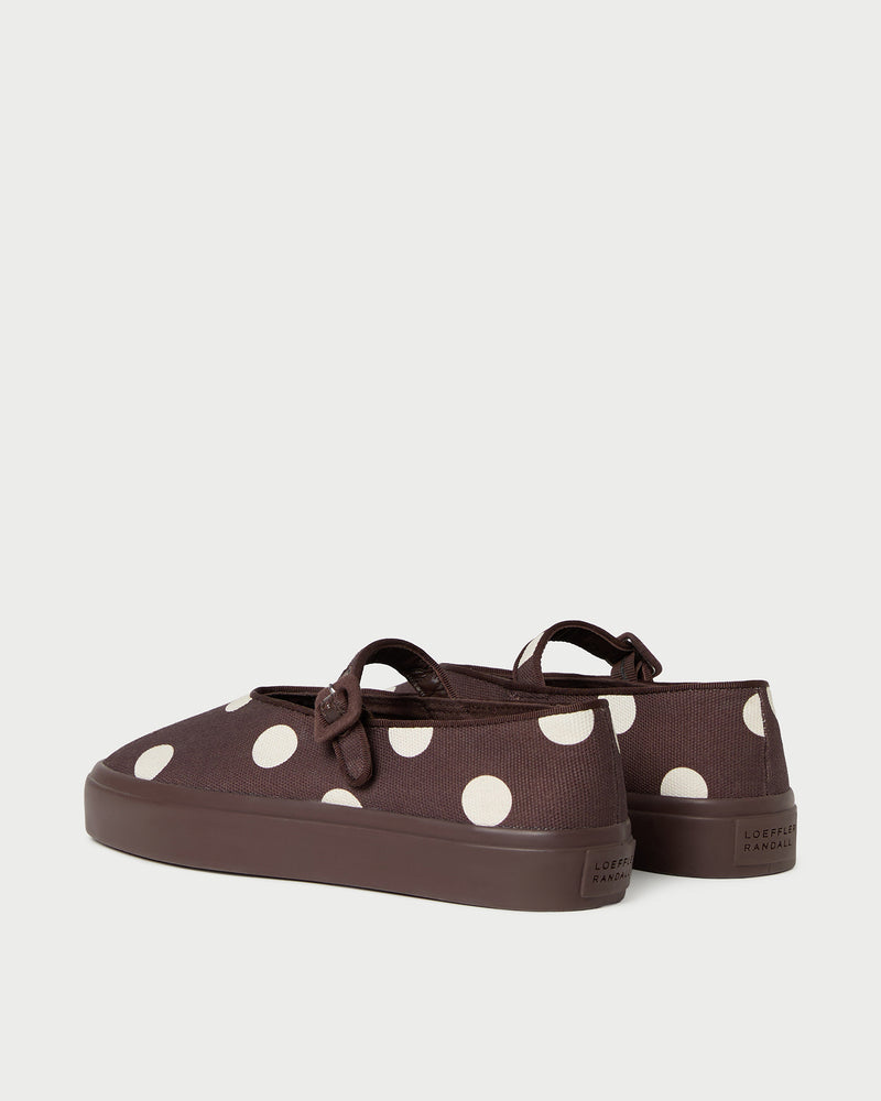 Cooper Brown/Cream Mary Jane Sneaker in brown and cream polka dot.