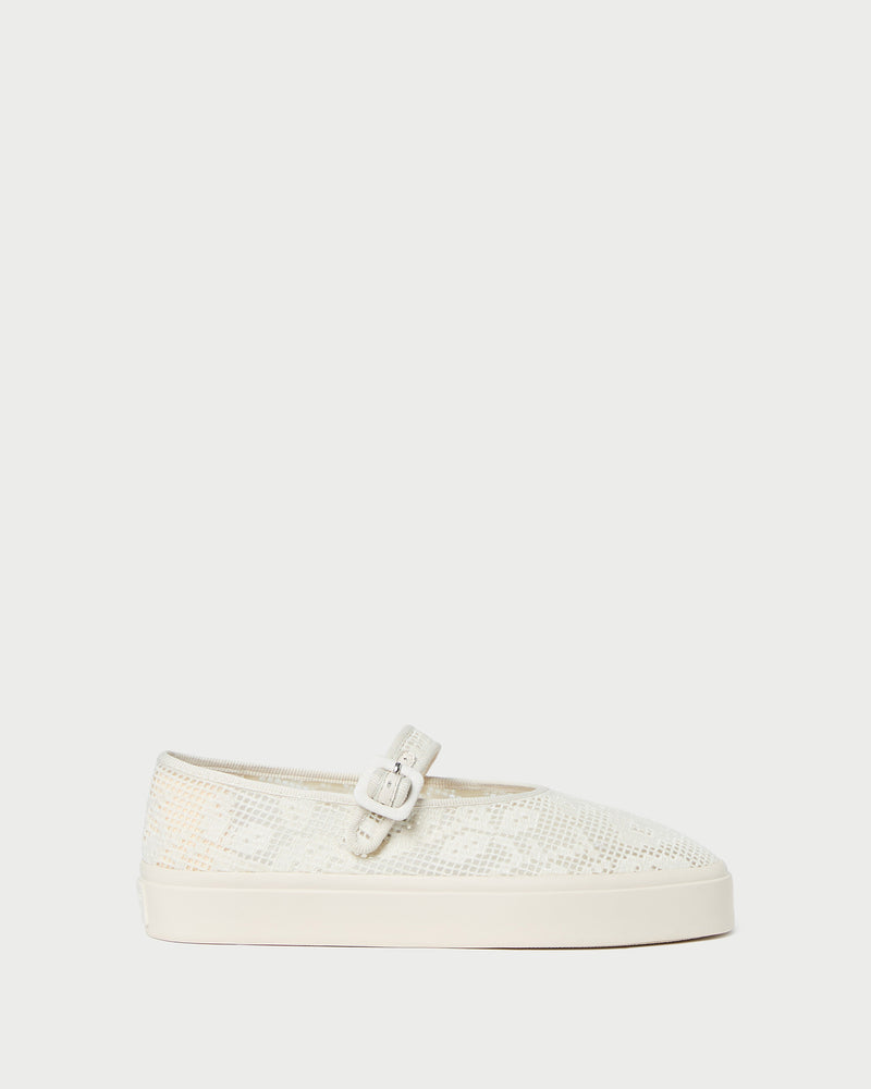 Cooper Cream Lace Mary Jane Sneaker in cream lace.