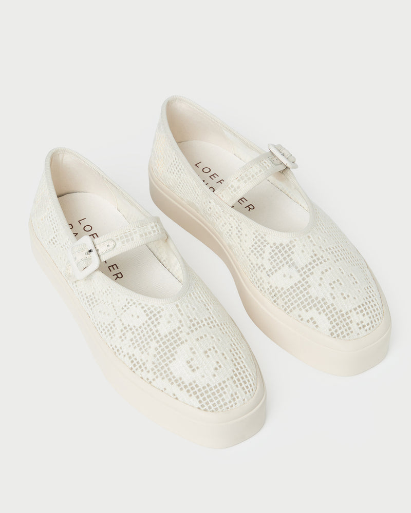 Cooper Cream Lace Mary Jane Sneaker in cream lace.
