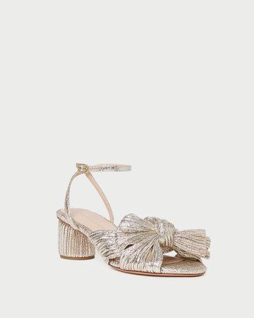 Dahlia Champagne Pleated Bow Heel