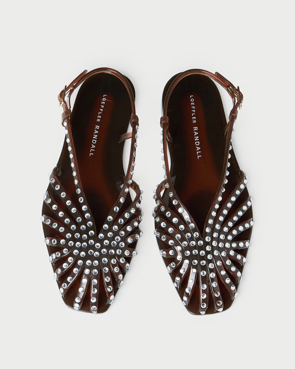 Devon Brown Jelly Slingback Sandal in brown jelly with crystal embellishments.