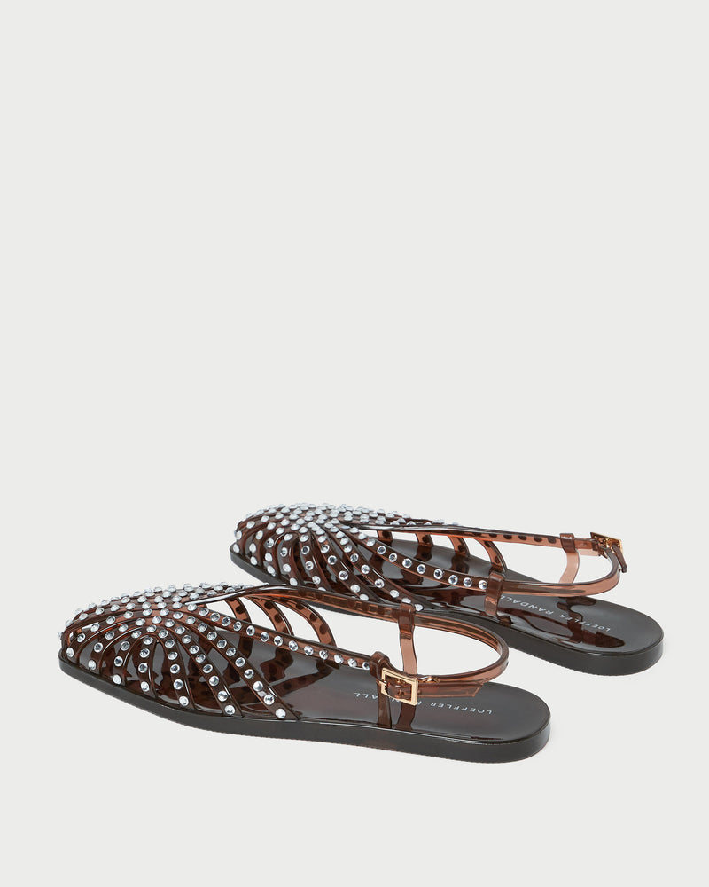 Devon Brown Jelly Slingback Sandal in brown jelly with crystal embellishments.