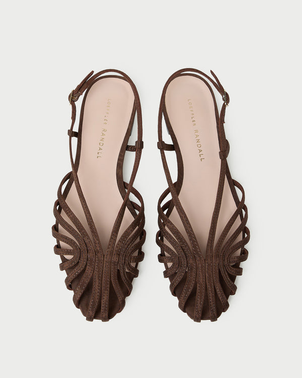Devon Moiré Slingback Sandal in Chocolate moiré. 
