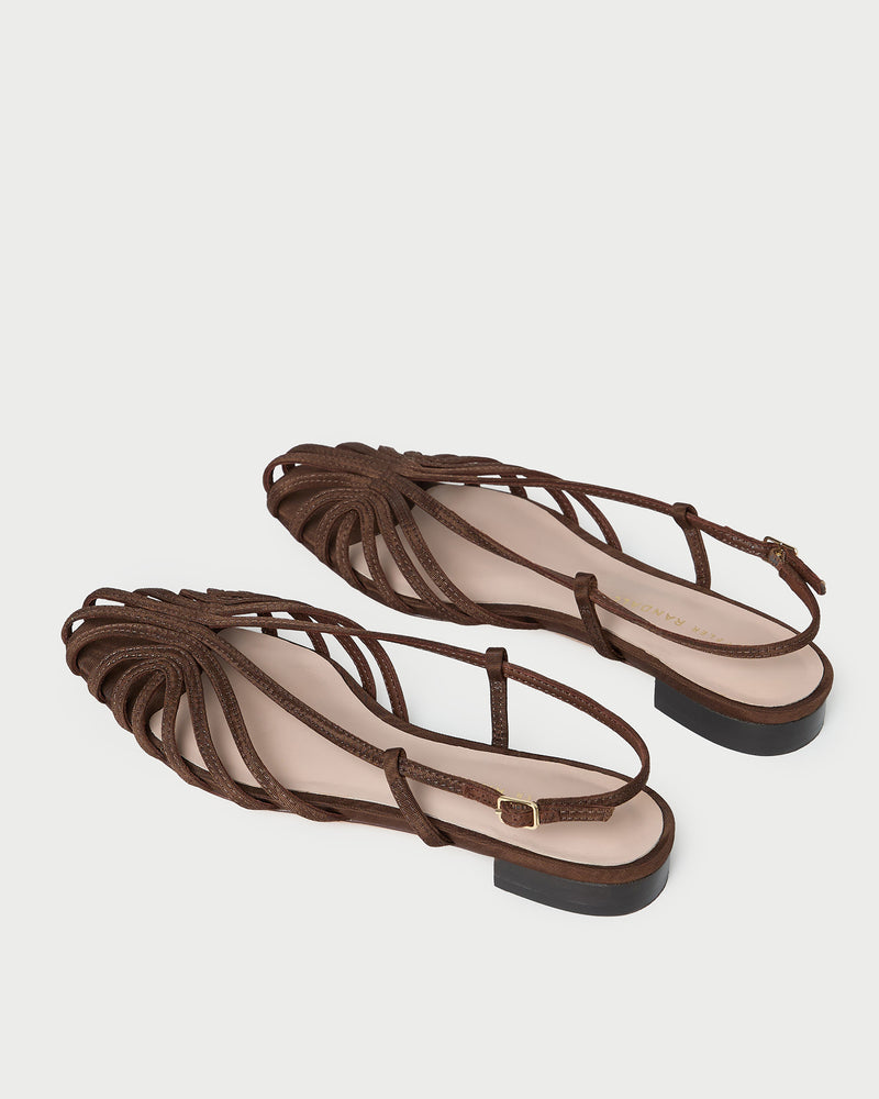 Devon Moiré Slingback Sandal in Chocolate moiré.