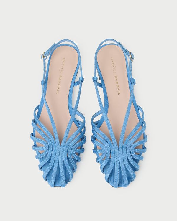 Devon Cornflower Blue Slingback Sandal in light blue moiré.