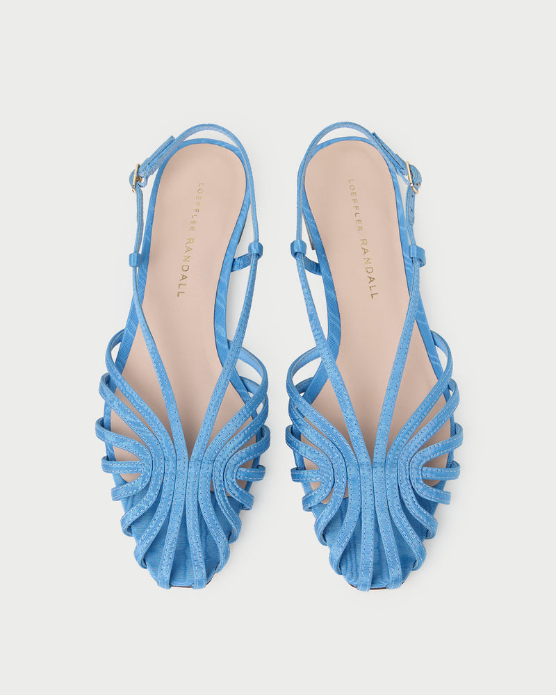 Devon Cornflower Blue Slingback Sandal in light blue moiré.