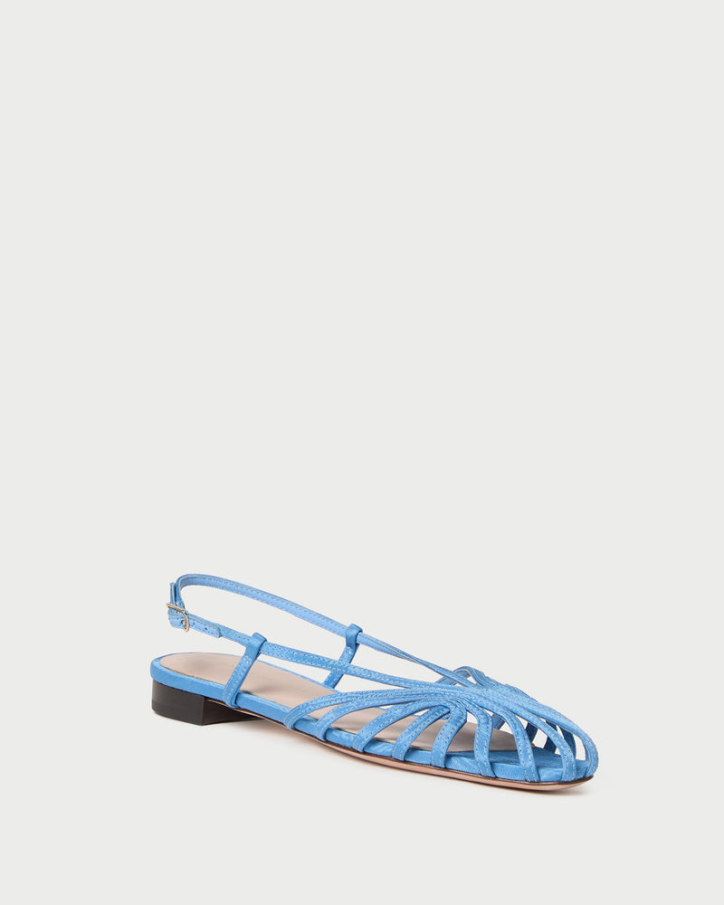 Devon Cornflower Blue Slingback Sandal in light blue moiré.