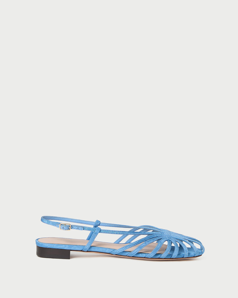 Devon Cornflower Blue Slingback Sandal in light blue moiré.
