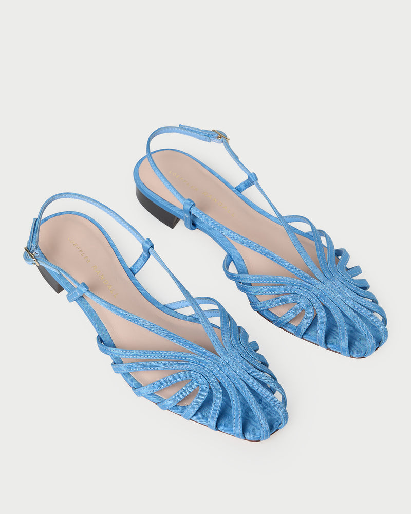 Devon Cornflower Blue Slingback Sandal in light blue moiré.