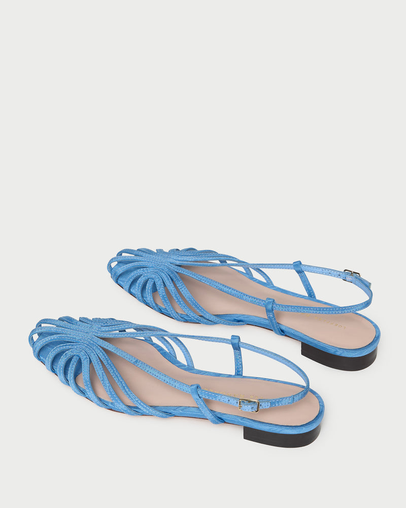 Devon Cornflower Blue Slingback Sandal in light blue moiré.
