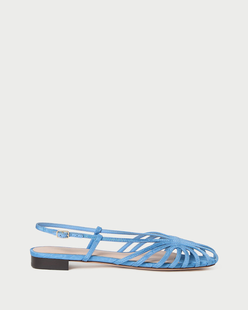 Devon Cornflower Blue Slingback Sandal in light blue moiré.