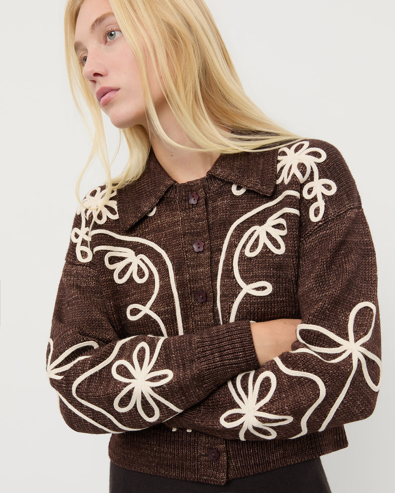 Diaz Sweater in brown wool.