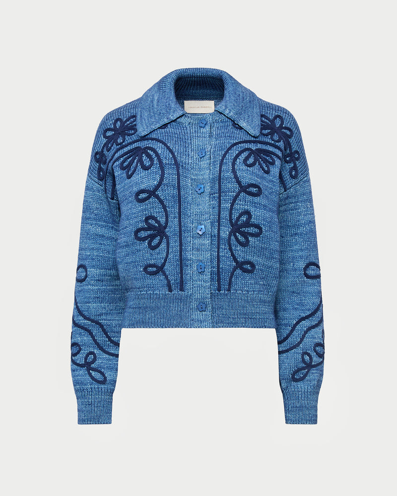 Diaz Sweater in navy wool.