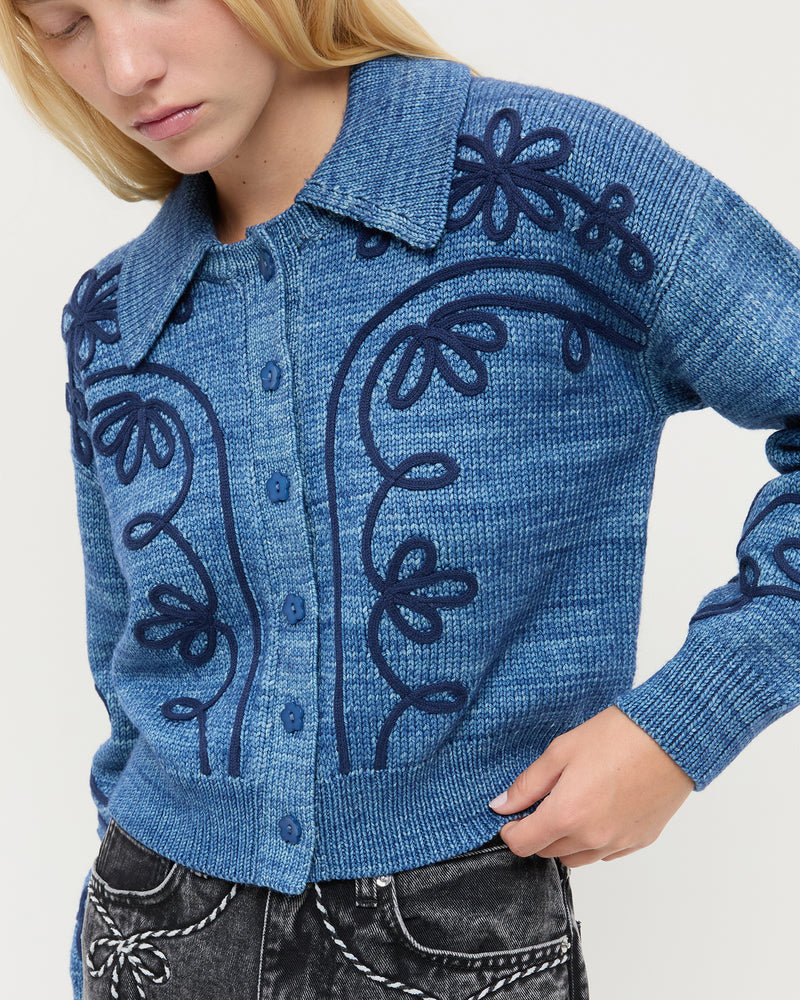 Diaz Sweater in navy wool and Magnolia Denim Pant in washed black denim.