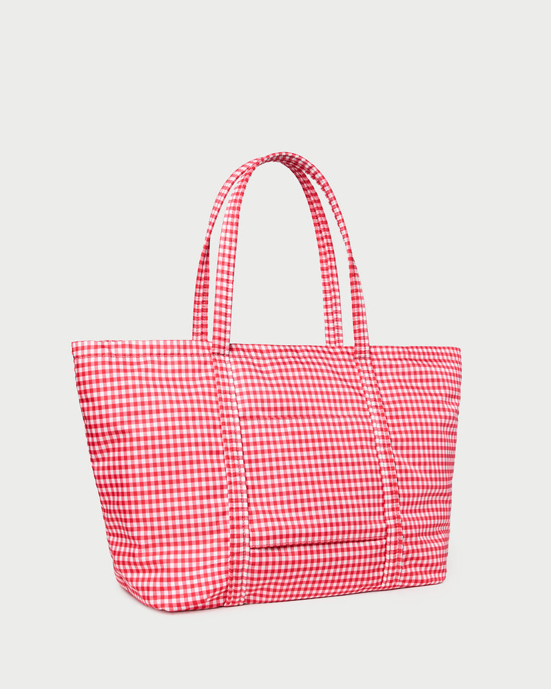 Dina Red Gingham Travel Tote