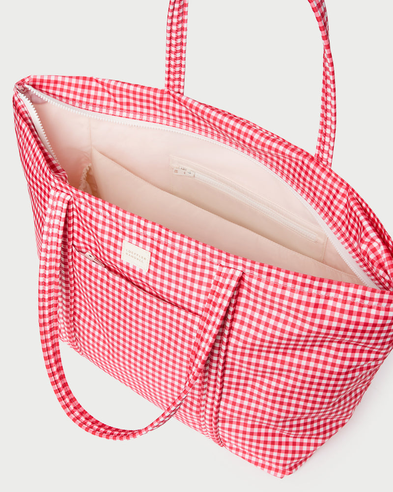Dina Red Gingham Travel Tote