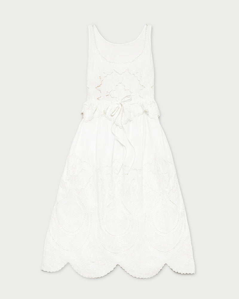 Dominique Milk Lace Paneled Dress.