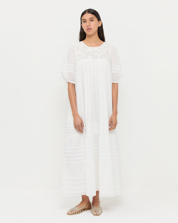 Eira Dress in white cotton.