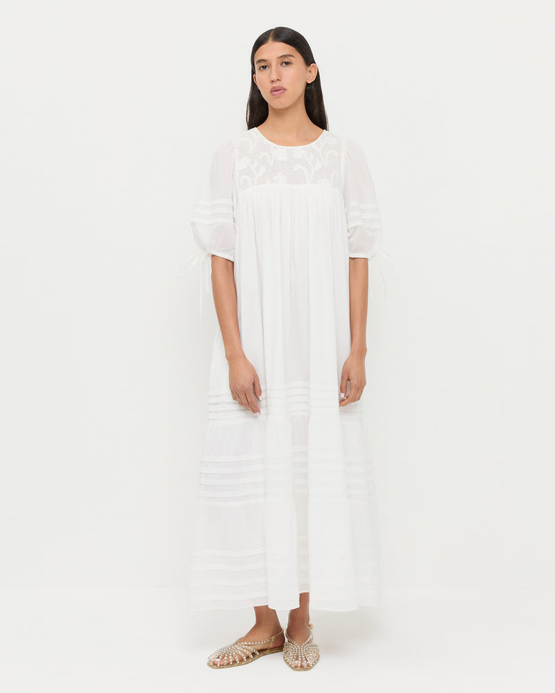 Eira Dress in white cotton.