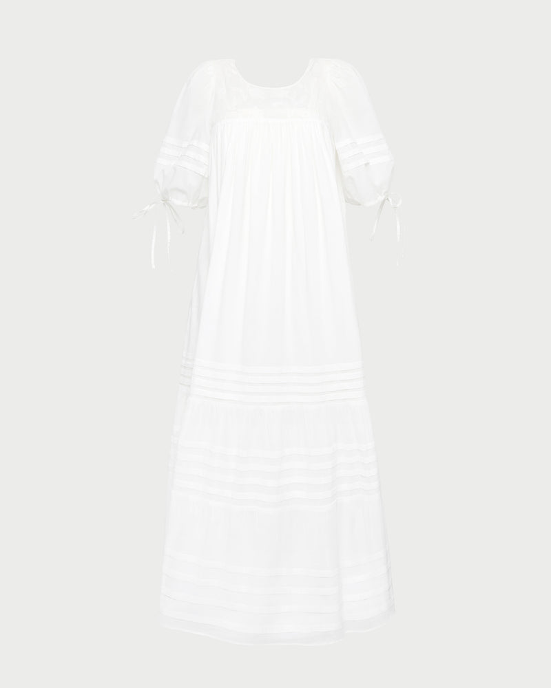 Eira Dress in white cotton.