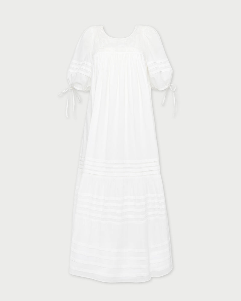 Eira Dress in white cotton.