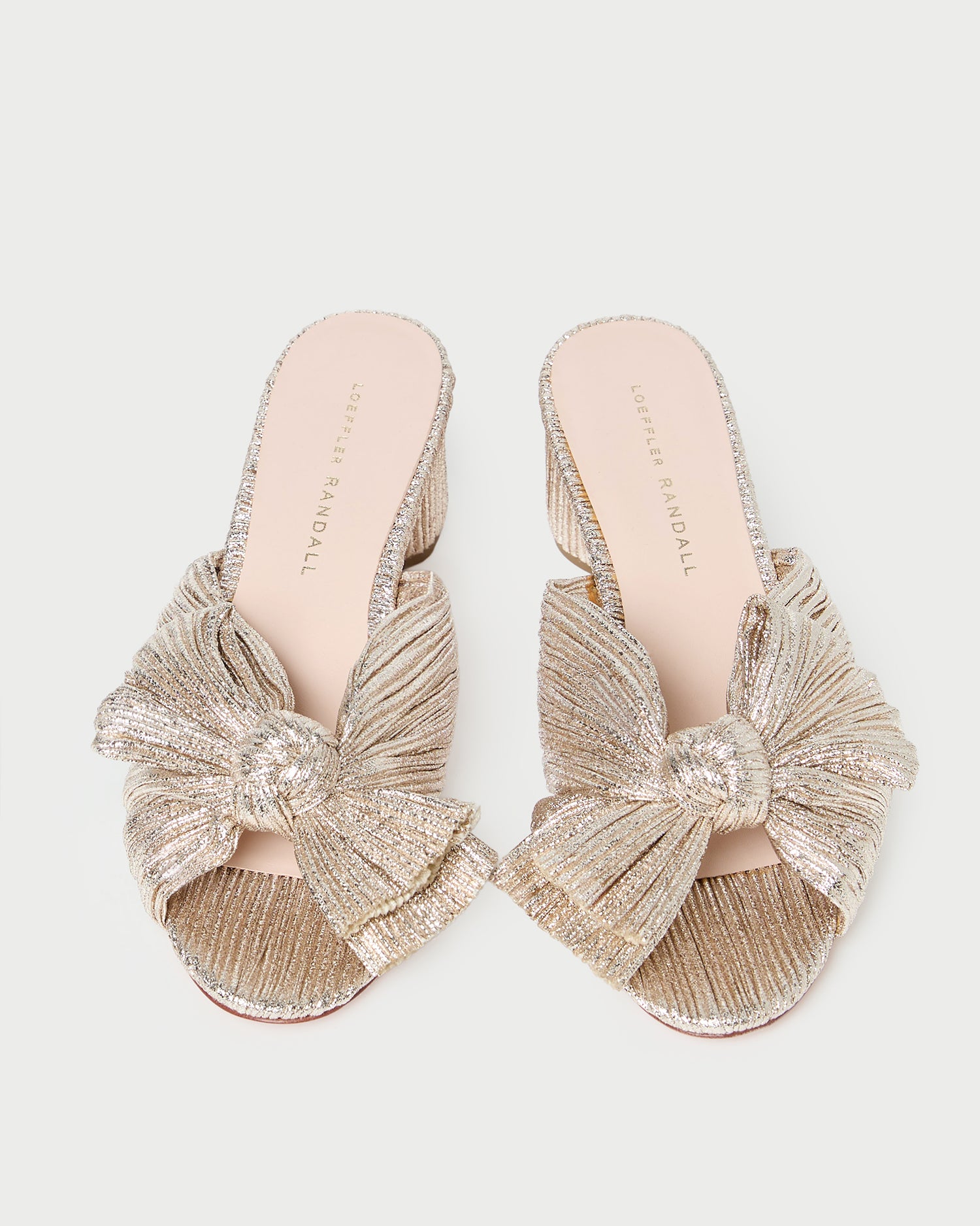 Emilia Champagne Pleated Bow Heel | Heeled Sandals