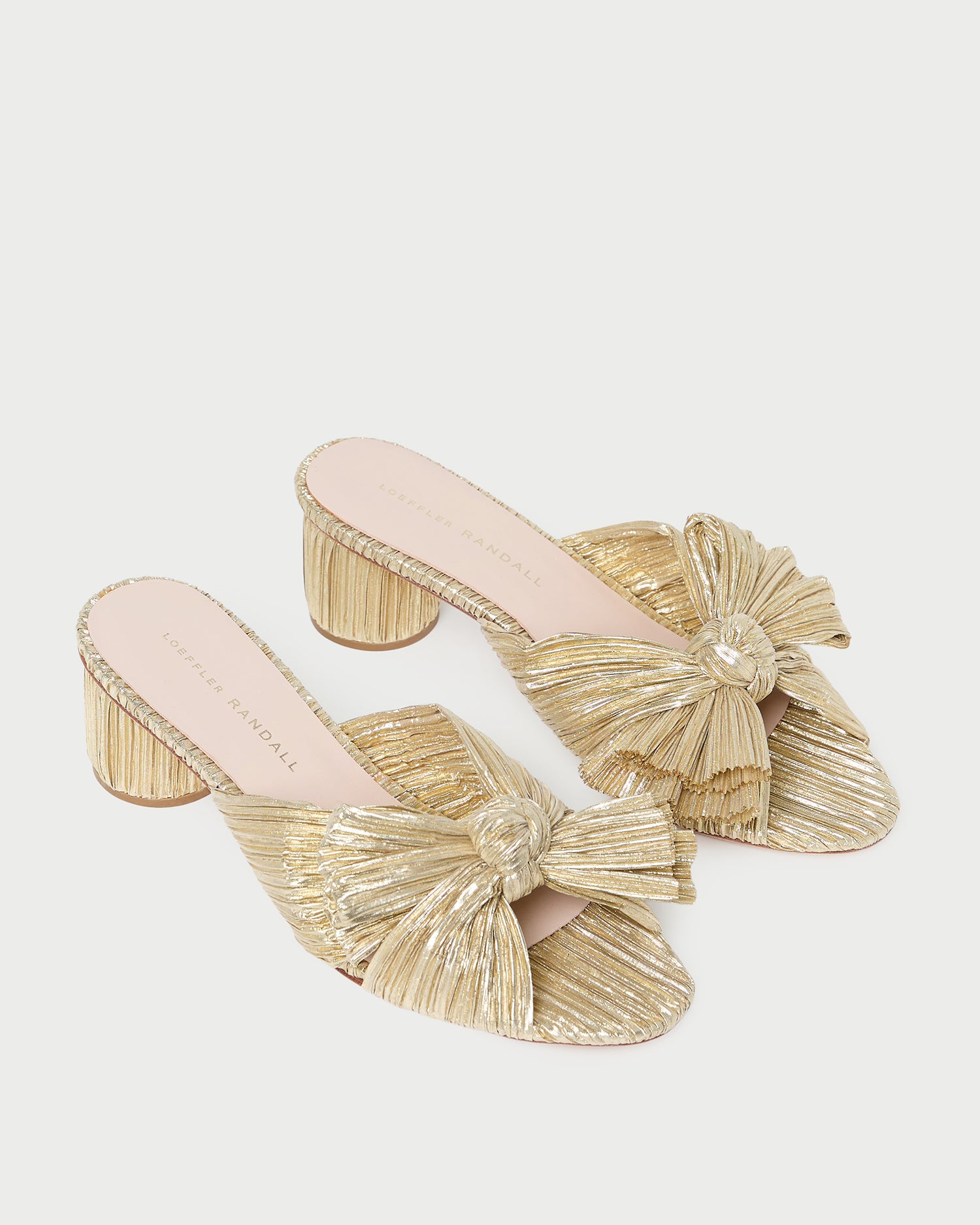 Emilia Gold Pleated Bow Heel | Heeled Sandals | Footwear
