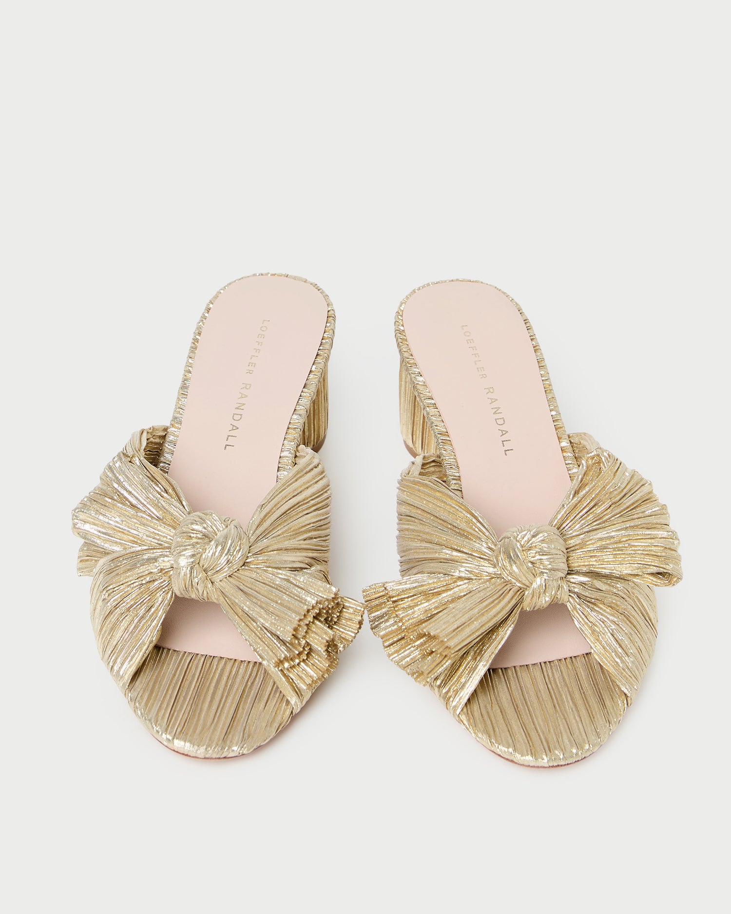 Emilia Gold Pleated Bow Heel | Heeled Sandals | Footwear