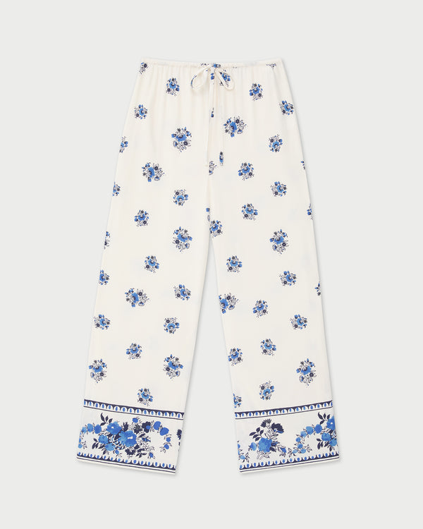 Esha Pant in cream and blue silk.