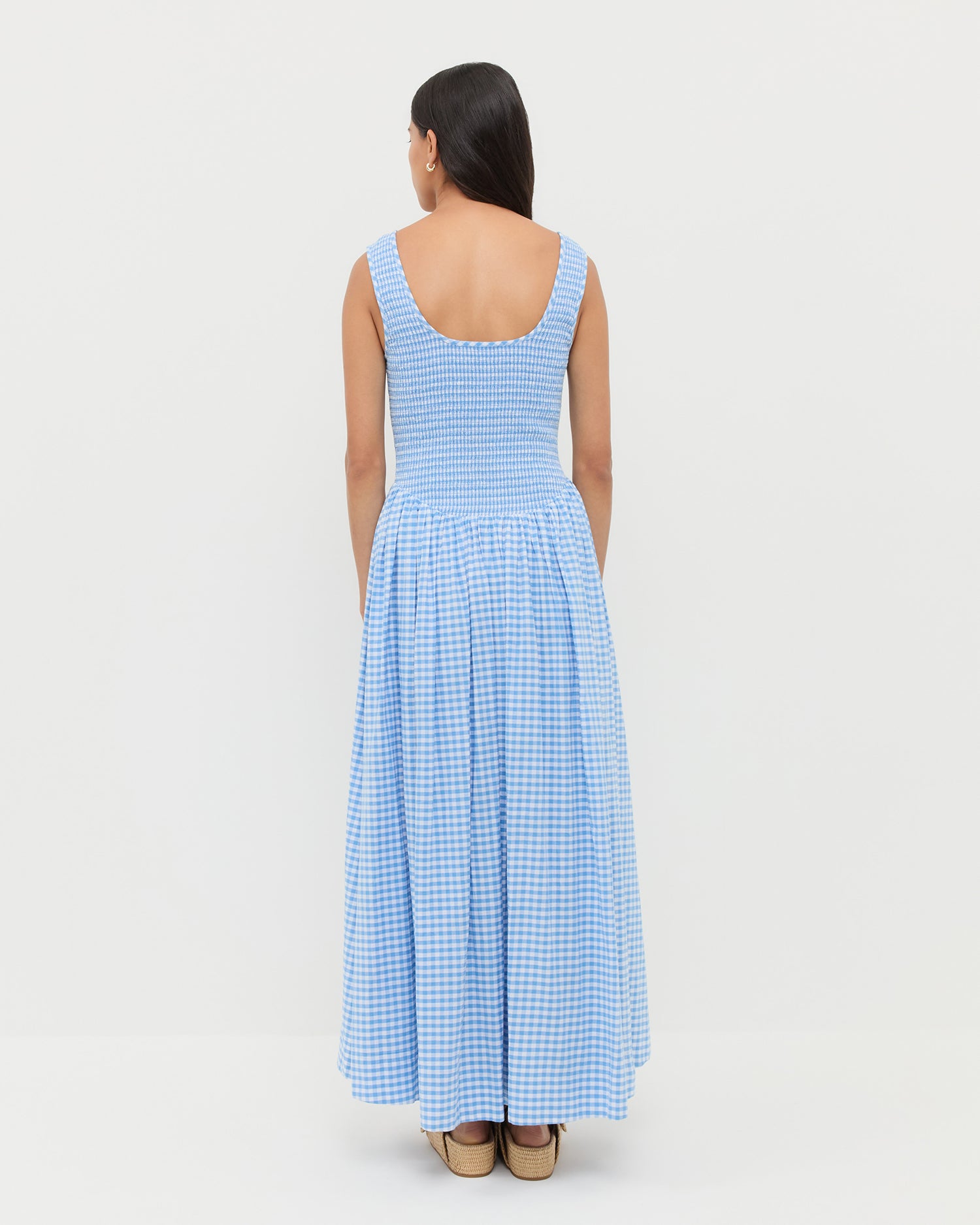 Estelle Blue Gingham Cotton Dress | Dresses