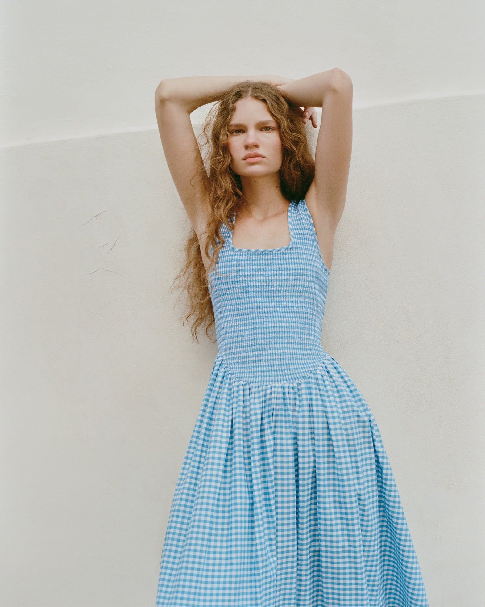 blue cotton dress Estelle Blue Gingham Cotton Dress | Dresses
