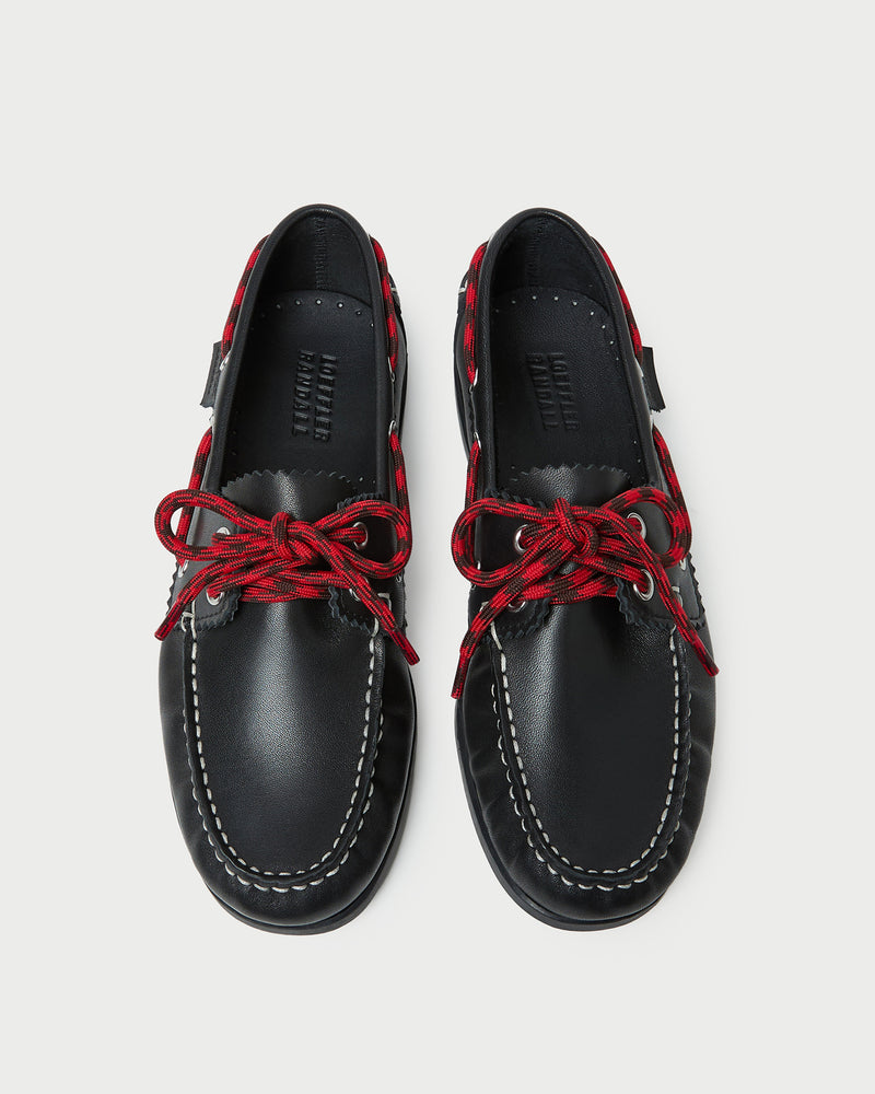 Franco Black Leather Boat Shoe