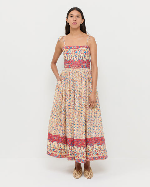 Gaia Butter/Red Floral Dress | Dresses