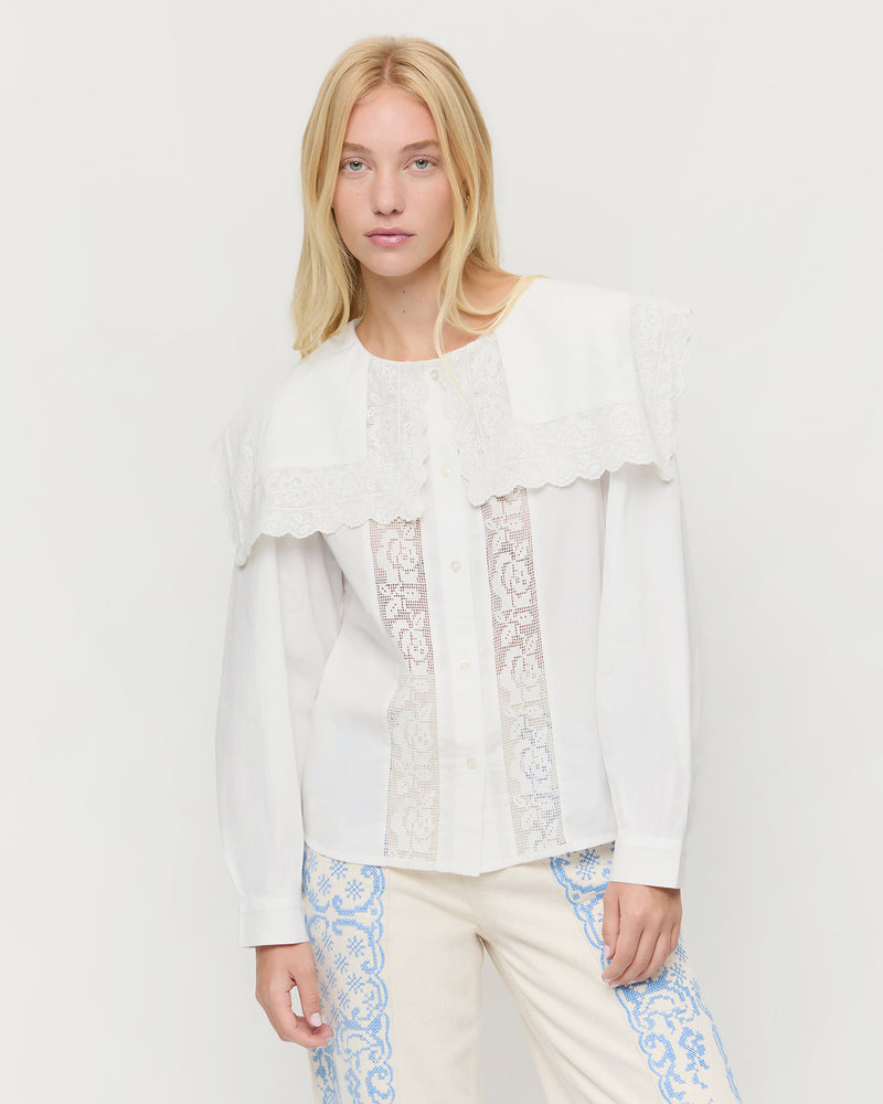 Gail Blouse in white cotton.