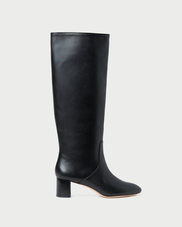 Gia Black Leather Tall Boot in black leather.