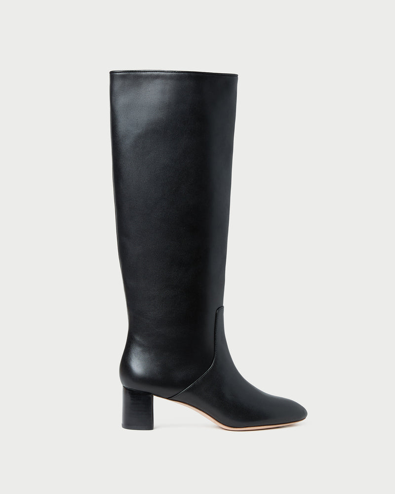 Gia Black Leather Tall Boot in black leather.
