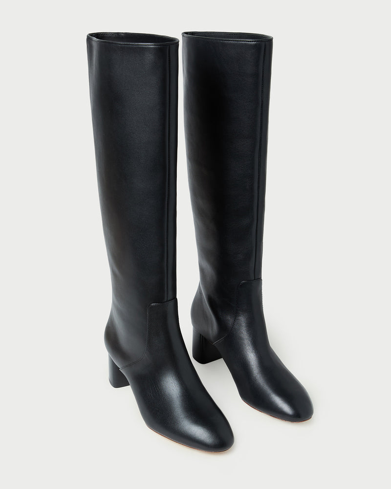 Gia Black Leather Tall Boot in black leather.