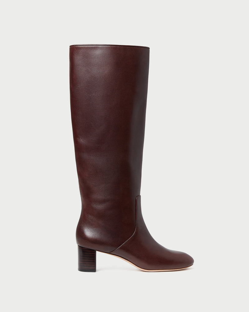 Gia Espresso Leather Tall Boot in espresso leather.