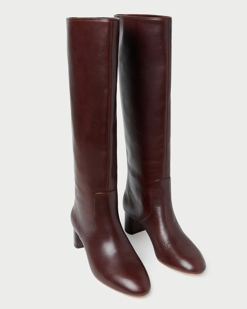 Gia Espresso Leather Tall Boot in espresso leather.