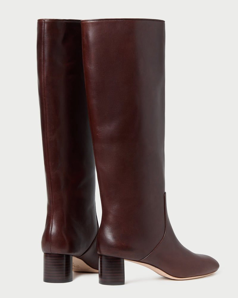 Gia Espresso Leather Tall Boot in espresso leather.