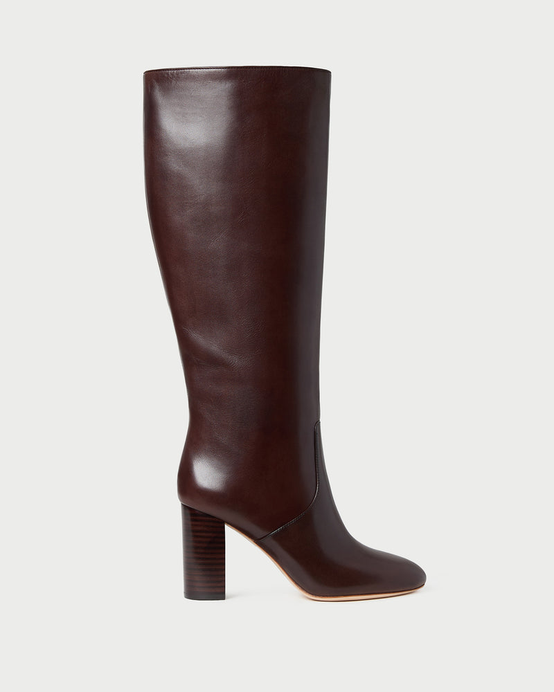 Goldy Espresso Wide-Calf Boot in espresso leather.