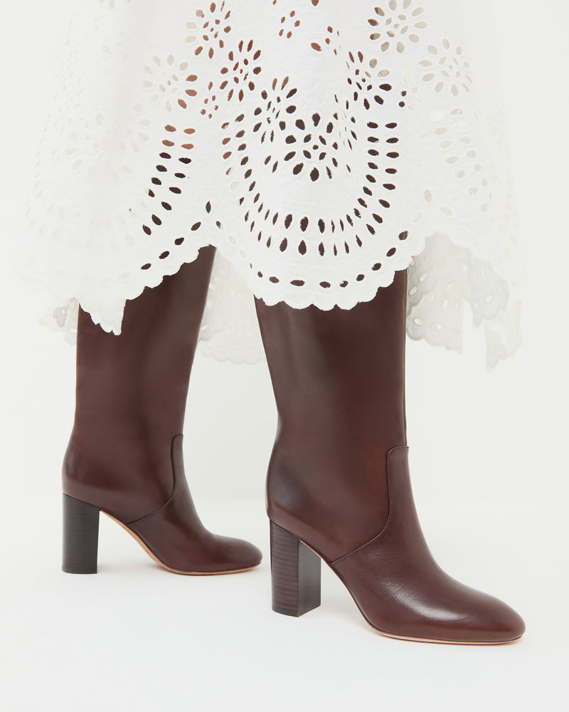 Goldy Espresso Wide-Calf Boot in espresso leather.