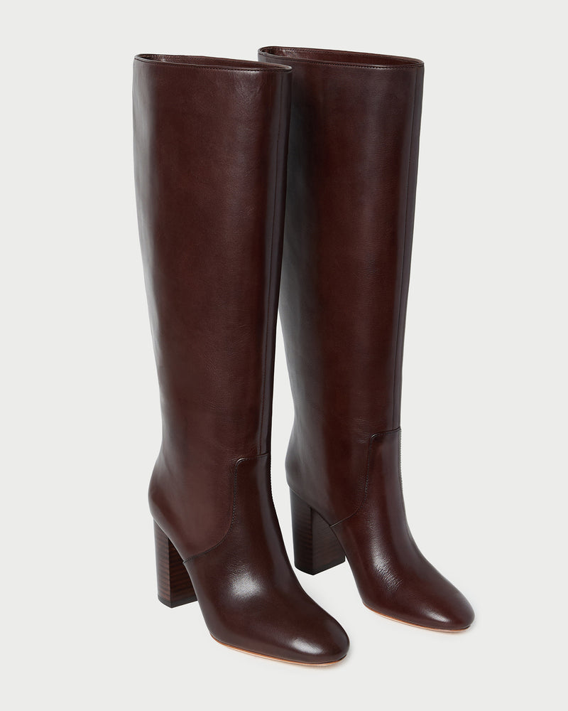 Goldy Espresso Wide-Calf Boot in espresso leather.
