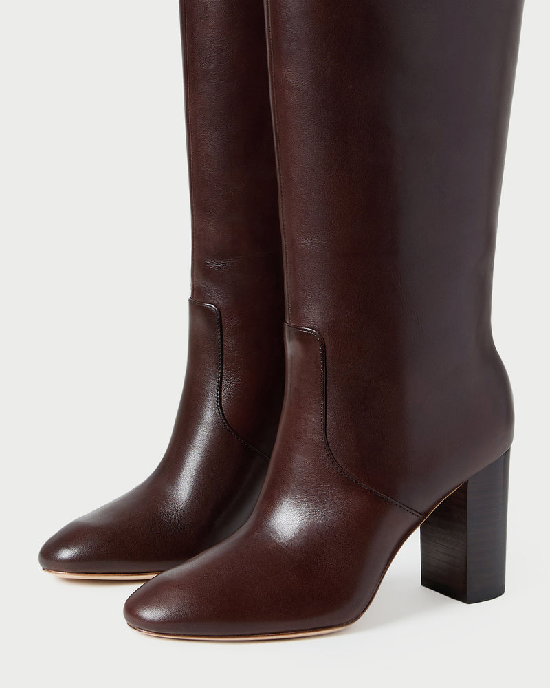 Goldy Espresso Wide-Calf Boot in espresso leather.
