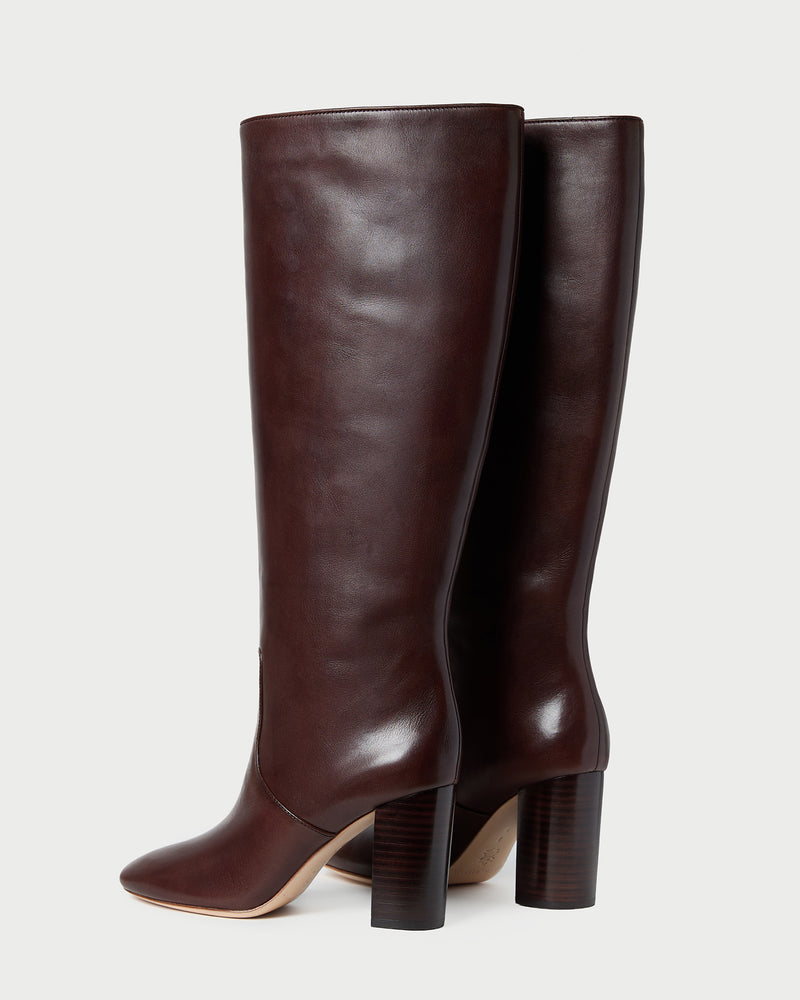 Goldy Espresso Wide-Calf Boot in espresso leather.