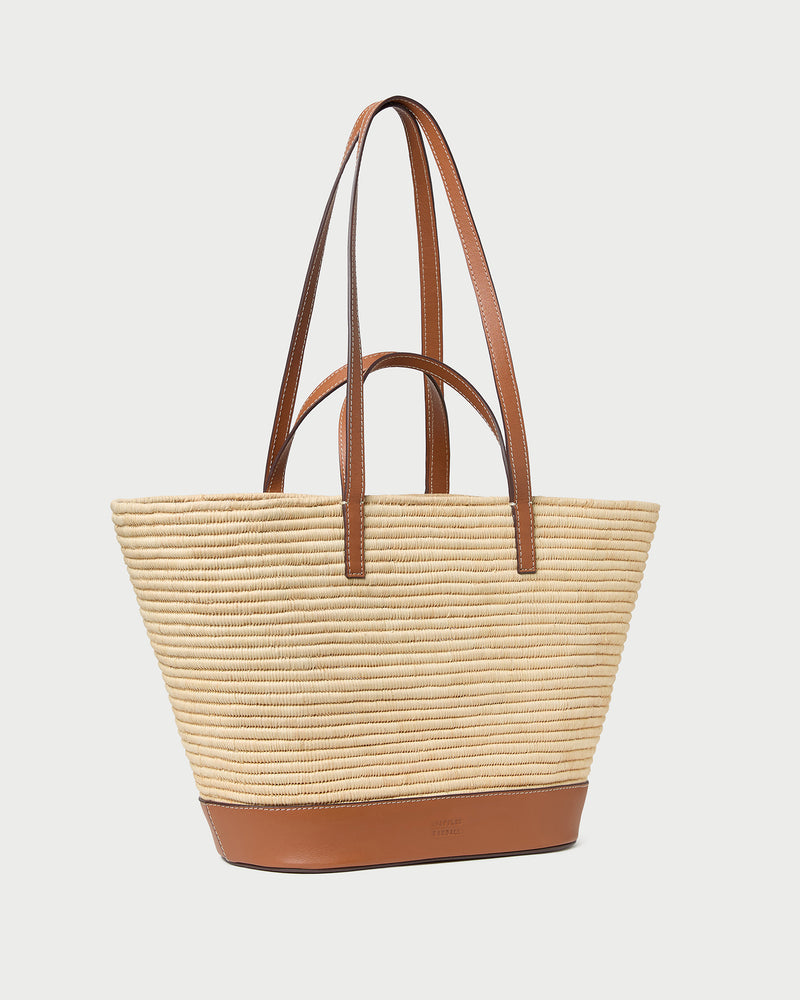 Granger Straw Basket in Natural Straw Cognac