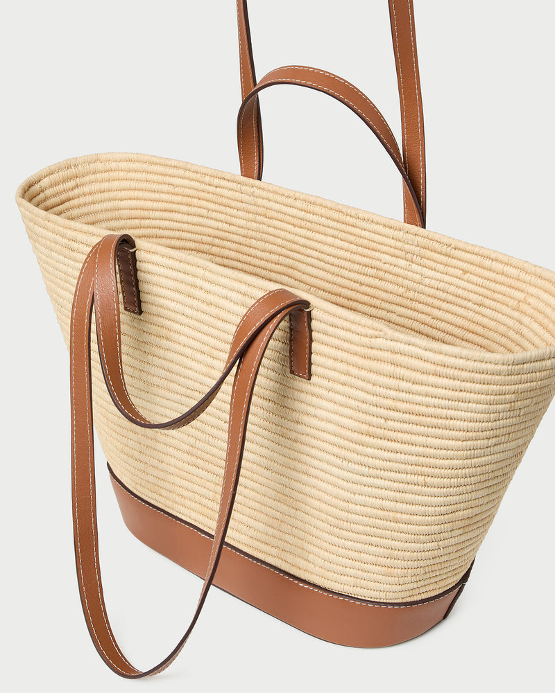 Granger Straw Basket in Natural Straw Cognac