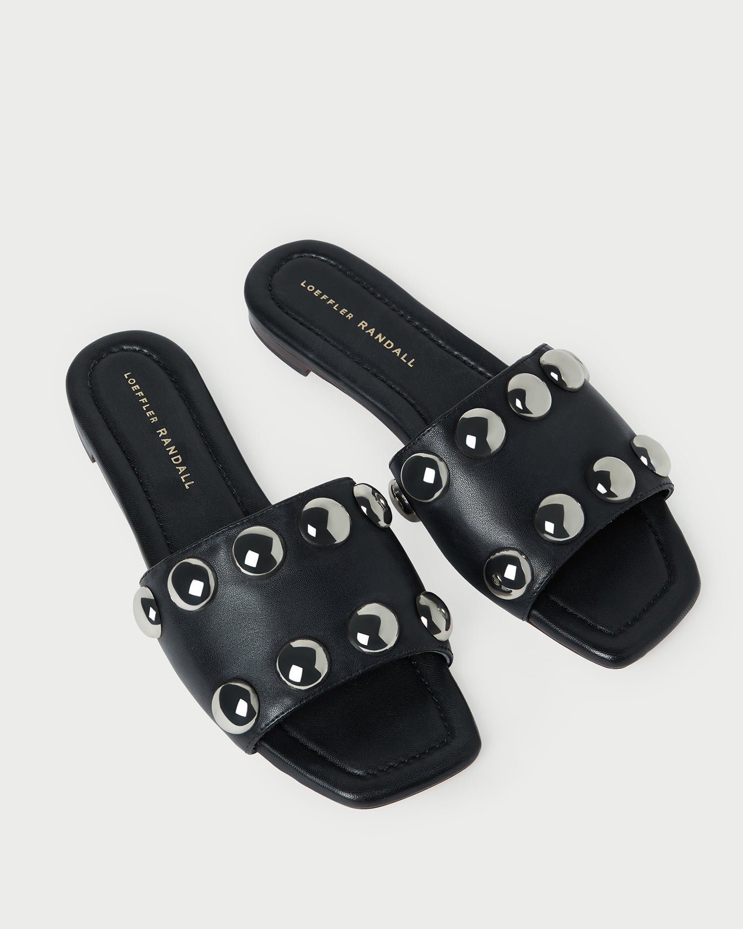 Hayes Black/Silver Studded Sandal | Flat Sandals | Footwear